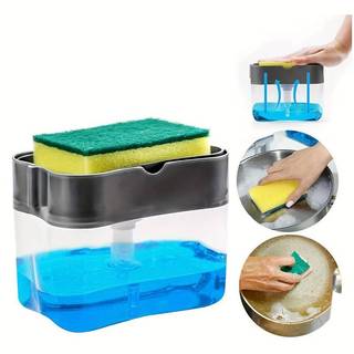 [Không Còn Vất Vả] Hộp Đựng Nước Rửa Chén 2In1 Có Vòi Bơm Đa Năng Tiện Lợi Tặng Kèm Miếng Bọt Biển