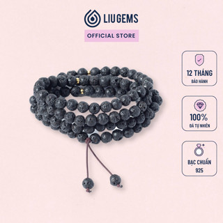 Vòng Tay Chuỗi Hạt 108 Đá Phong Thuỷ Tự Nhiên Liugems Size 6mm, 8mm Cầu May Mắn Bình An VTDTR01