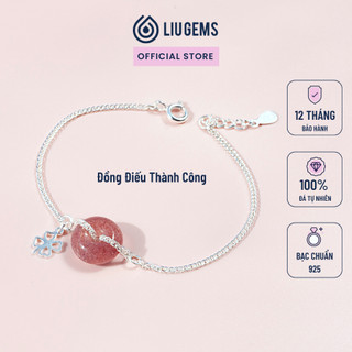 Lắc Tay Bạc 925 Nữ Đồng Điếu Thạch Anh Dâu Hồng Liugems Phong Thuỷ Mix Charm Treo Thời Trang Tinh Tế VB06