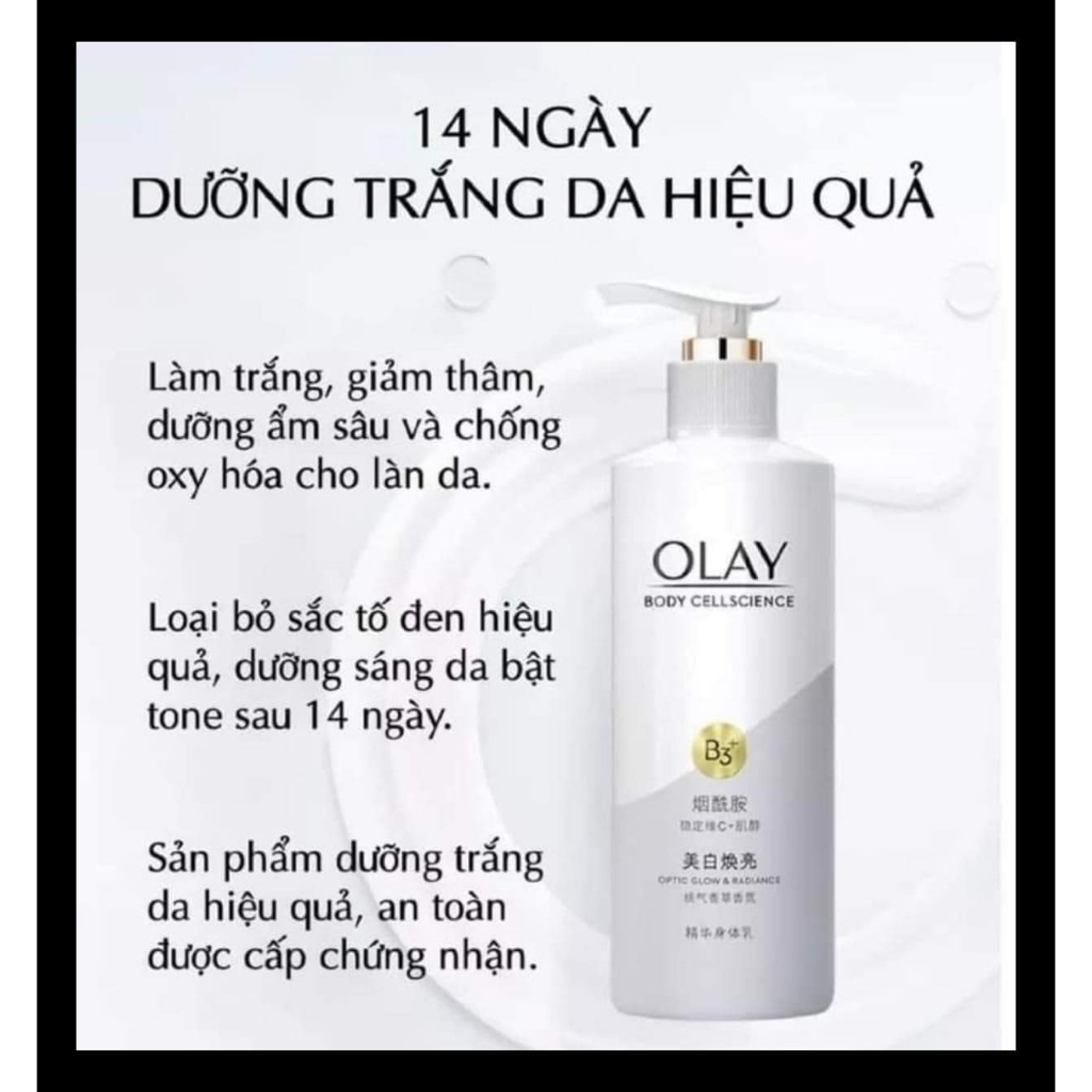 [CÓ SẴN] Dưỡng thể OLAY B3+ Optic Glow & Radiance siêu trắng da 250ml [Bản nâng cấp]