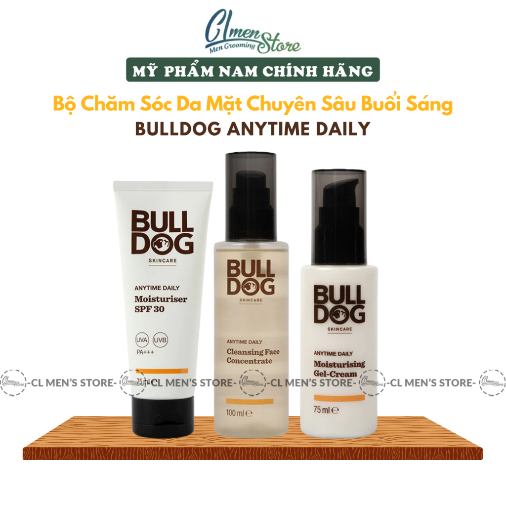 Bộ Sản Phẩm Chăm Sóc Da Ban Ngày Bulldog Skincare Anytime Daily (Sữa Rửa Mặt - Kem Dưỡng Ẩm - Kem Ch