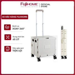 Xe kéo hàng gấp gọn 4 bánh nhập khẩu Fujihome, xe đẩy hàng hộp vali 65L xếp gọn đa năng đi chợ siêu thị ô tô