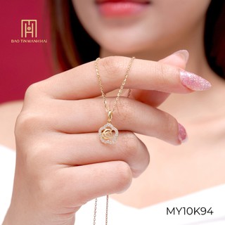  Mặt dây chuyền vàng 10K hình hoa hồng nhỏ xinh khảm đá MY10K94 Bảo Tín Mạnh Hải 