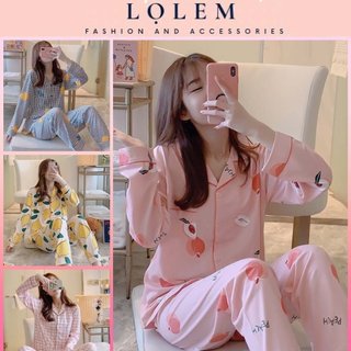  Đồ Mặc Nhà Pijama Bộ Đồ Ngủ Dài Tay Thu Đông Chất Cotton Sợi Tơ Sữa Có Bigsize Béo Gầy Bầu Bí Mặc Thoải Mái 