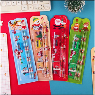 Set quà tặng noel 5 món, bộ đồ dùng học tập xinh xắn hình làm quà tặng giáng sinh cho bé yêu