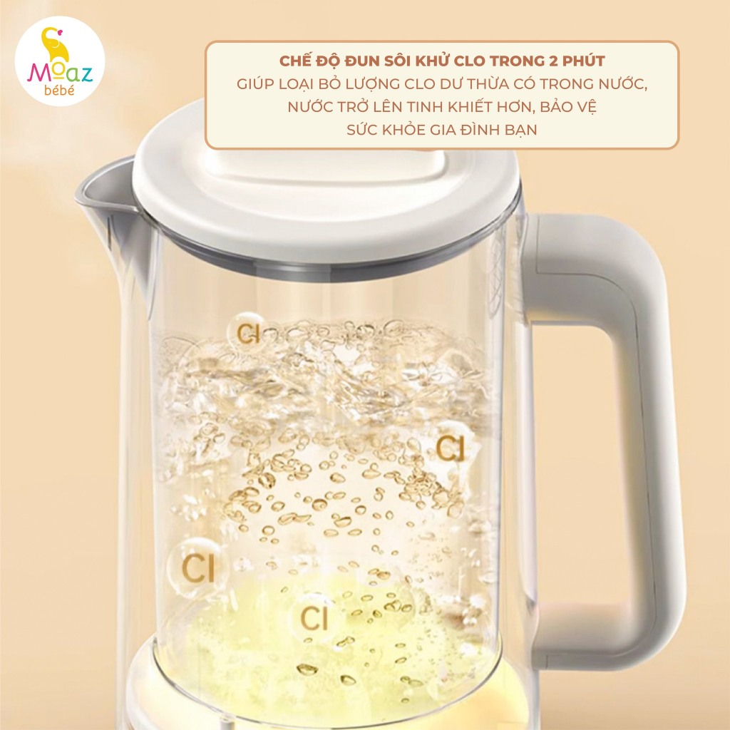 Bình đun nước giữ nhiệt Moaz Bebe MB070 1.5L, máy hâm nước pha sữa hẹn giờ - Monnie Kids