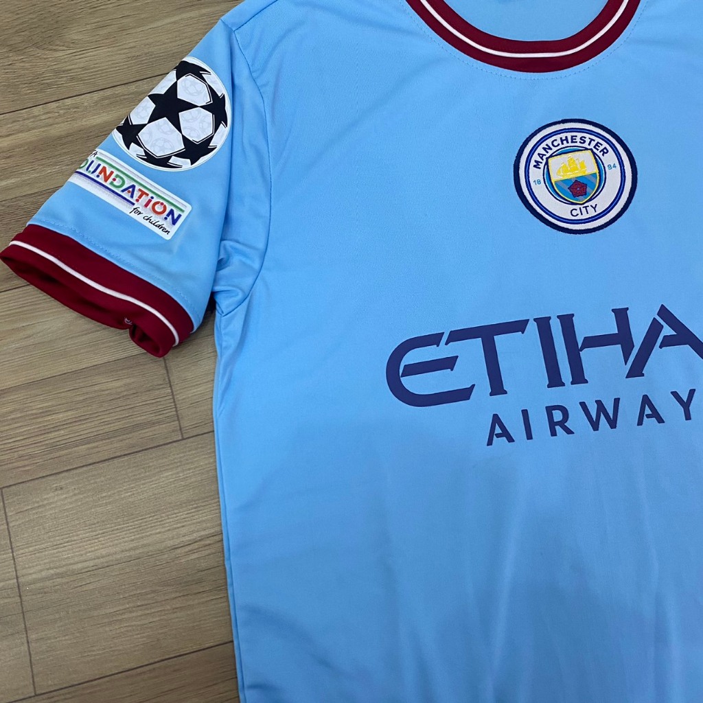 Bộ quần áo bóng đá Man City 2023 in tên HAALAND số 9 Font C1