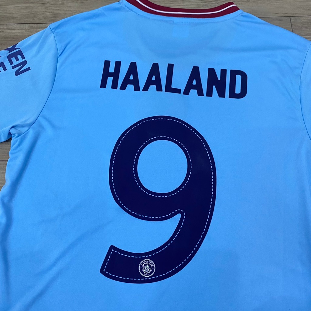 Bộ quần áo bóng đá Man City 2023 in tên HAALAND số 9 Font C1