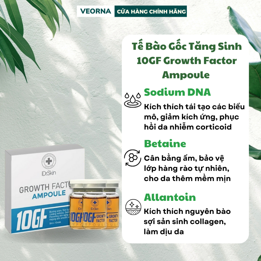 Tế Bào Gốc Tăng Sinh iDr.Skin 10GF Growth Factor Ampoule - Hộp 10 Ống x 8ml