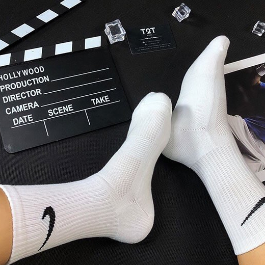 Combo 10 tất vớ đá bóng dệt kim nike adidas cotton trắng đen