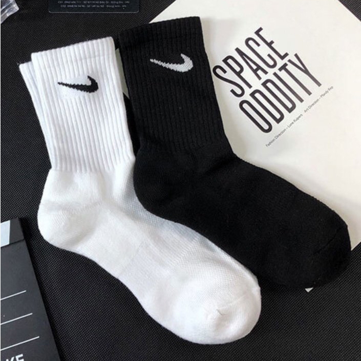 Combo 10 tất vớ đá bóng dệt kim nike adidas cotton trắng đen