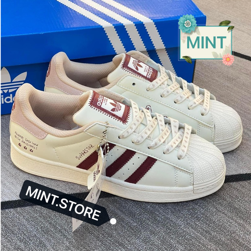 Giày sneaker sò superstar sọc đỏ đế hoa cao cấp