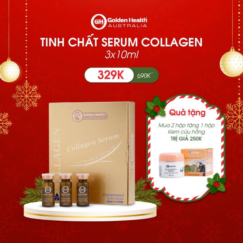 [GOLDEN HEALTH] Serum collagen dưỡng trắng, làm mờ vết nhăn, chống lão hóa - Hộp 3 lọ