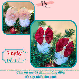 Giầy Công Chúa Cho Bé Sơ Sinh VY DESIGN. Giầy Bé Gái Chất Tự Nhiên Êm Mềm, Giầy Handmade Cho Bé, Giầy Len Bé Gái