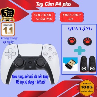 ⭐Hỗ trợ sử dụng✅ Tay cầm chơi game P4 Plus, Kết nối đơn giản bằng Blutooth, Tay cầm siêu rung, GamePad Bluetooth