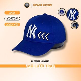 Mũ lưỡi trai MLB NY xanh logo trắng mũi tên thêu nổi, hàng xuất dư Freesize dành cho cả nam và nữ, Full hộp