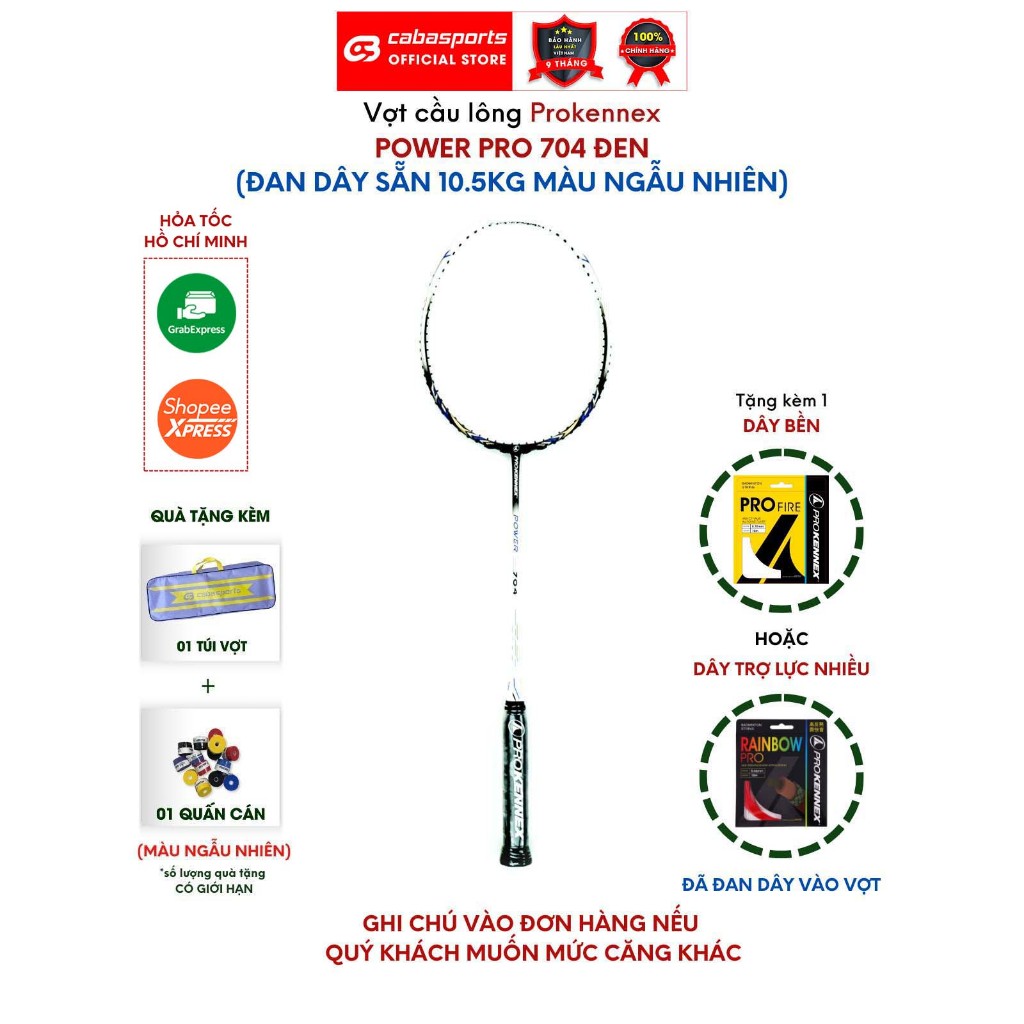 Vợt cầu lông Prokennex Power Pro 704 đã đan dây 10.5kg chính hãng công thủ toàn diện Bảo hành 9 tháng