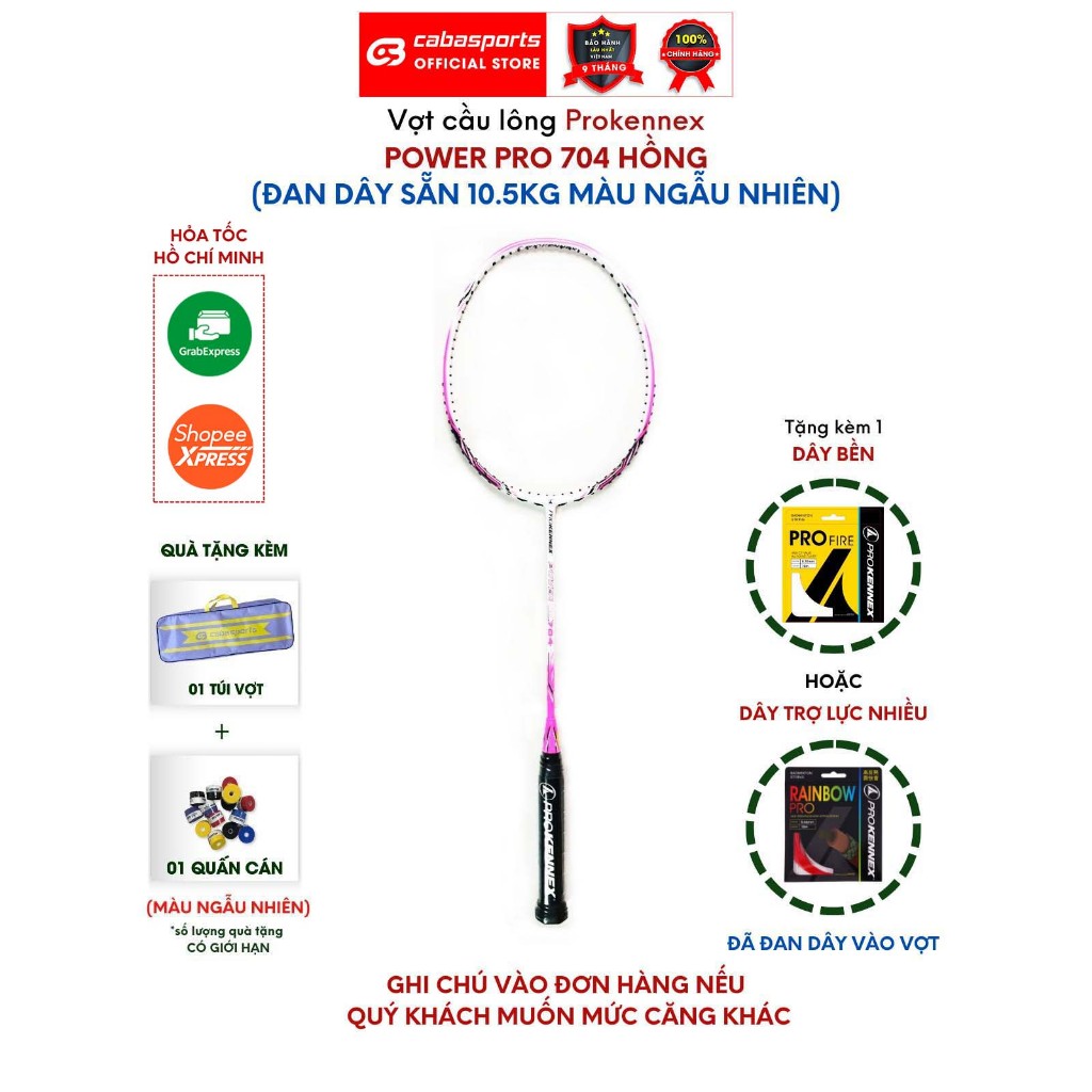 Vợt cầu lông Prokennex Power Pro 704 đã đan dây 10.5kg chính hãng công thủ toàn diện Bảo hành 9 tháng