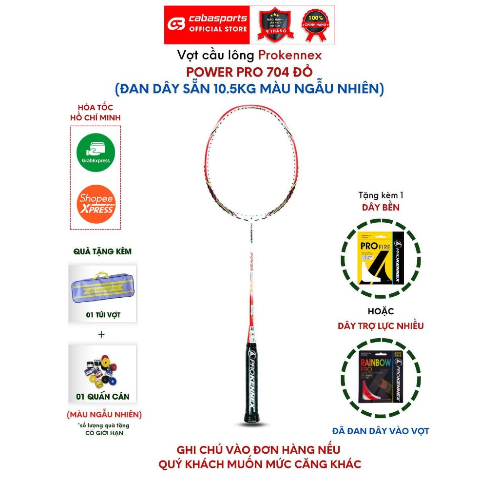 Vợt cầu lông Prokennex Power Pro 704 đã đan dây 10.5kg chính hãng công thủ toàn diện Bảo hành 9 tháng