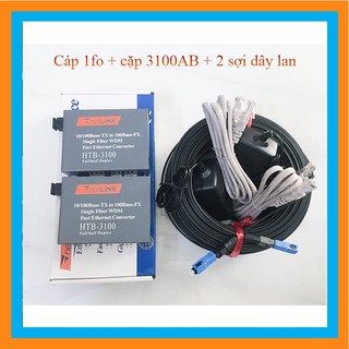Combo: 250m cáp quang bấm sẵn 2 đầu + 1 bộ converter 3100 + 2 dây lan 1,5m