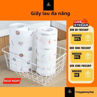 Cuộn khăn giấy lau bếp đa năng, giấy thấm dầu đa năng 20cm kèm cọc gỗ