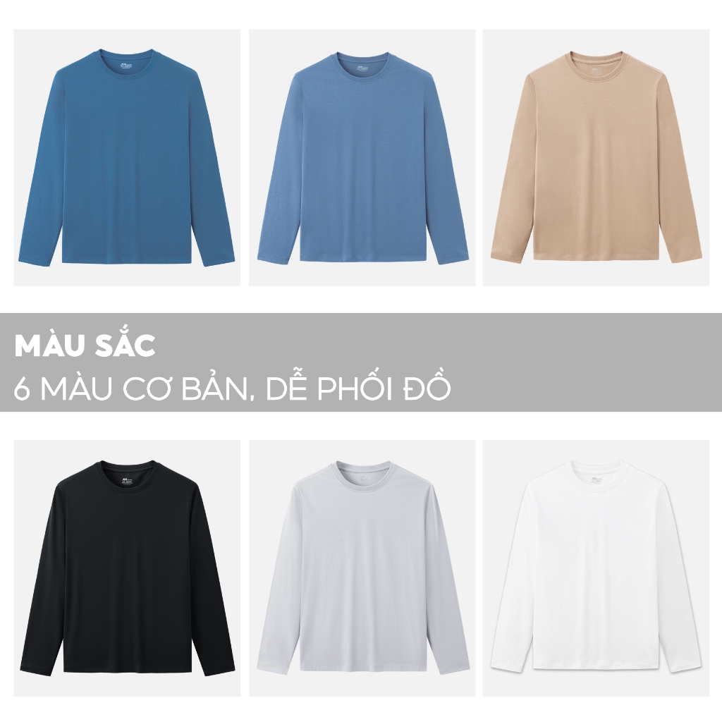 Áo Phông Nam Dài Tay 5S FASHION Cổ Tròn, Trơn Basic, Co Giãn Thoải Mái, Giữ Ấm