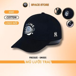 Mũ lưỡi trai NY MLB Logo Like đen thêu nổi, hàng xuất dư Freesize dành cho cả nam và nữ, Full hộp