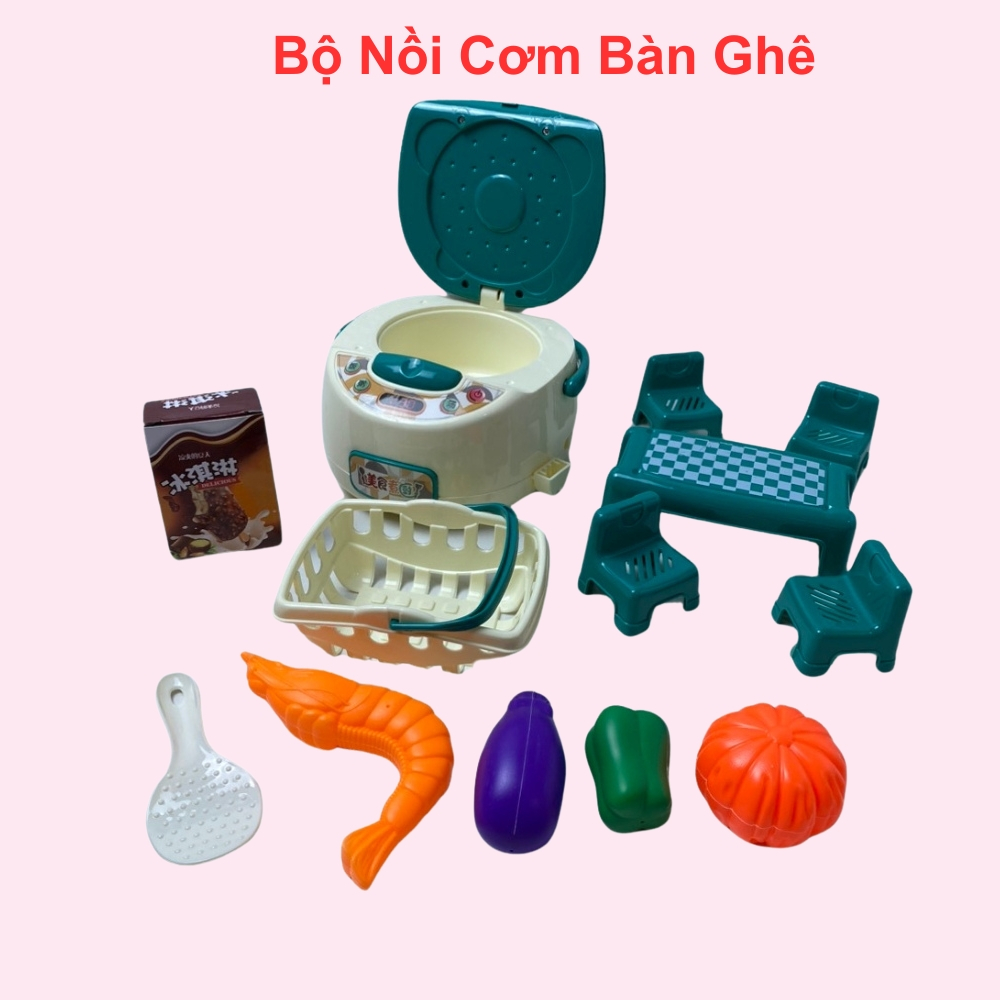 Bộ nấu ăn mini đồ chơi nấu ăn mini màu xanh cho bé chơi đồ hàng cùng bạn bè gia đình