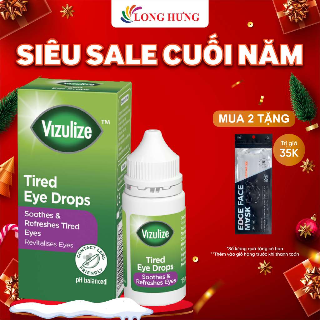 Dung dịch nhỏ mắt Vizulize Tired Eye Drops giúp giảm mệt mỏi mắt (15ml)