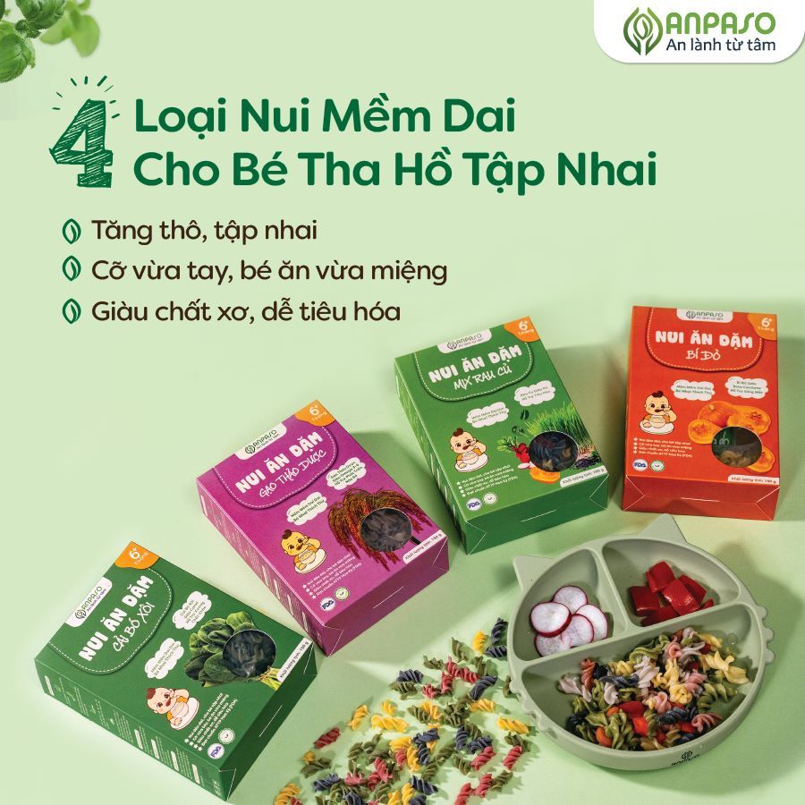 Nui ăn dặm Anpaso cho bé nguyên liệu tự nhiên không chất bảo quản 150g