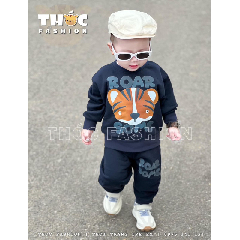 ✨MALINHKID✨BN074- Bộ nỉ than ROAR trẻ em VNXK
