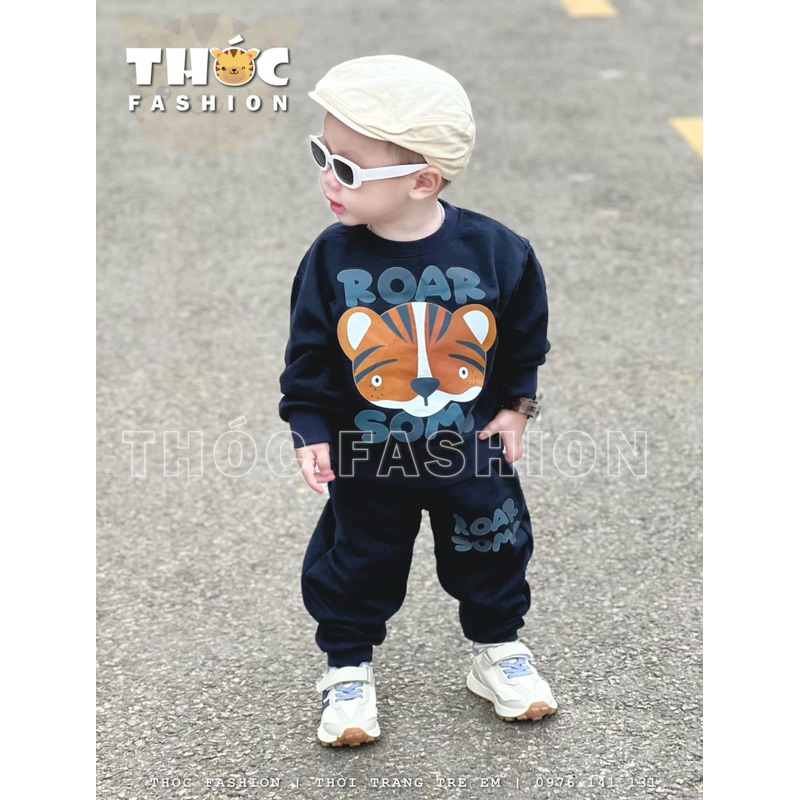 ✨MALINHKID✨BN074- Bộ nỉ than ROAR trẻ em VNXK