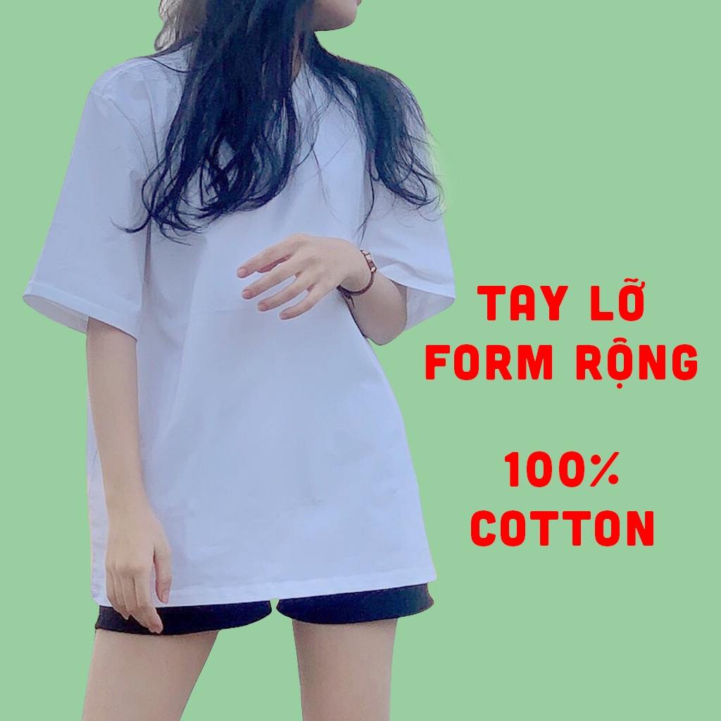 Áo phông trơn tay lỡ cotton 100% 250GSM dày dặn basic form rộng oversize