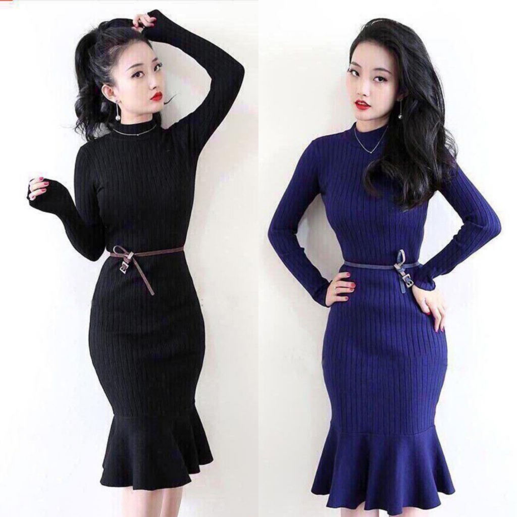Đầm Len Đuôi Cá Tay Dài 2335 - Hàng Nhập