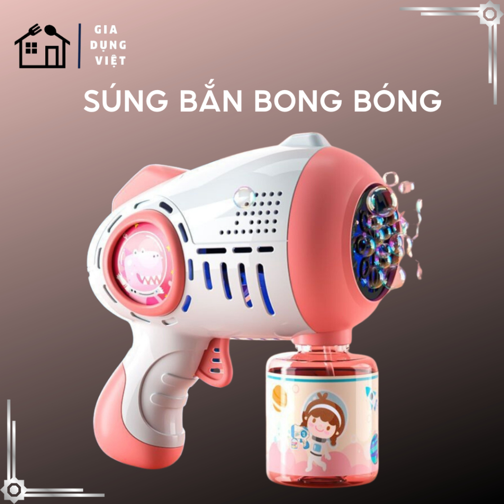 Súng Bắn Bong Bóng Xà Phòng Có Đèn Led DINO, Súng Đồ Chơi Cho Bé, Bắn Bong Bóng Cực Nhiều, Nhựa ABS
