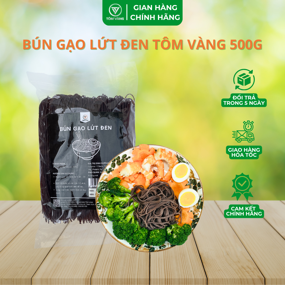 Bún Gạo Lứt Đen Hữu Cơ Tôm Vàng Ăn Kiêng - Healthy - Eatclean - Tiểu Đường - Thực Dưỡng
