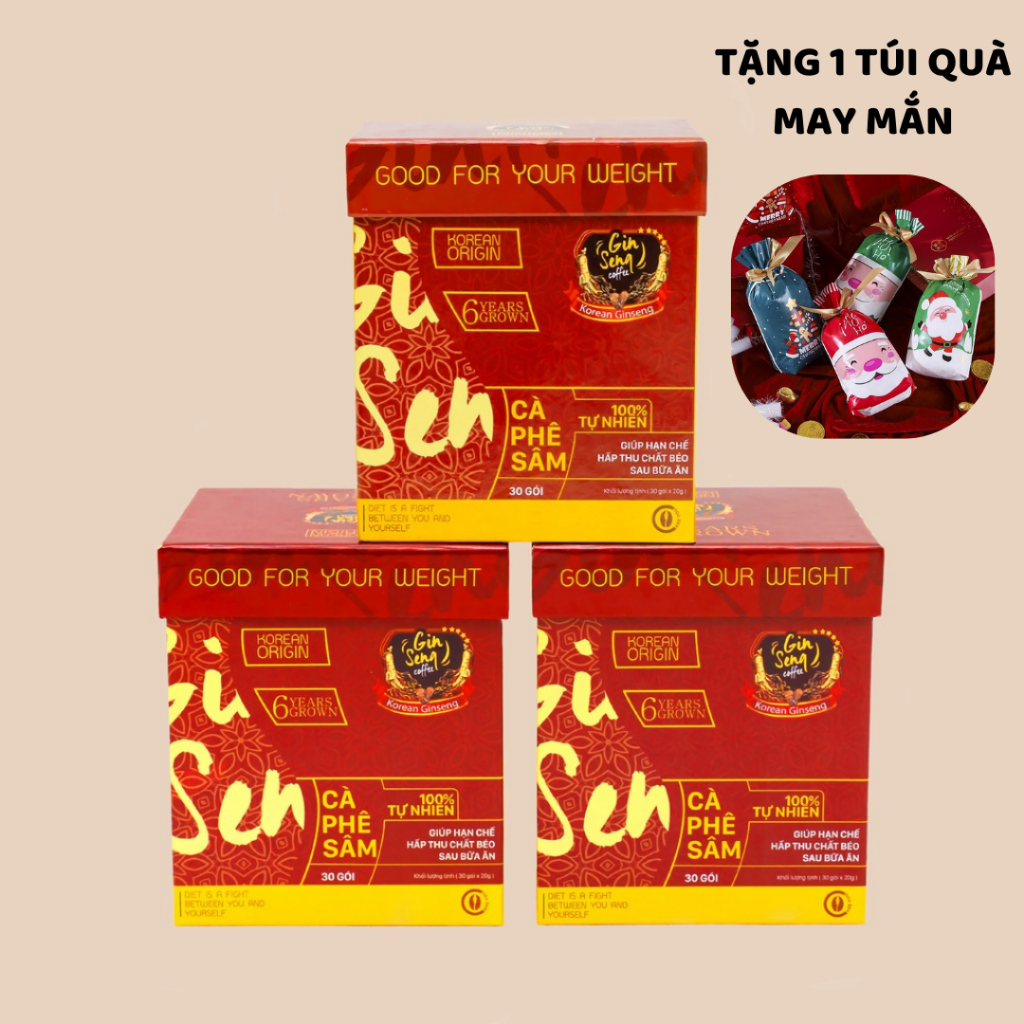 Cà Phê Sâm Chính Hãng Combo 3 Hộp 90 Gói