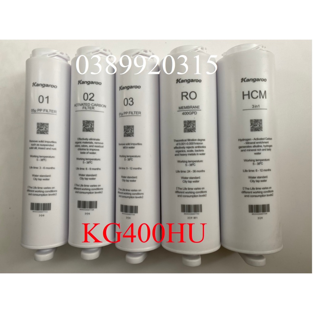 Bộ lõi lọc 123 12345 Kangaroo cho model KG400HU CHÍNH HÃNG