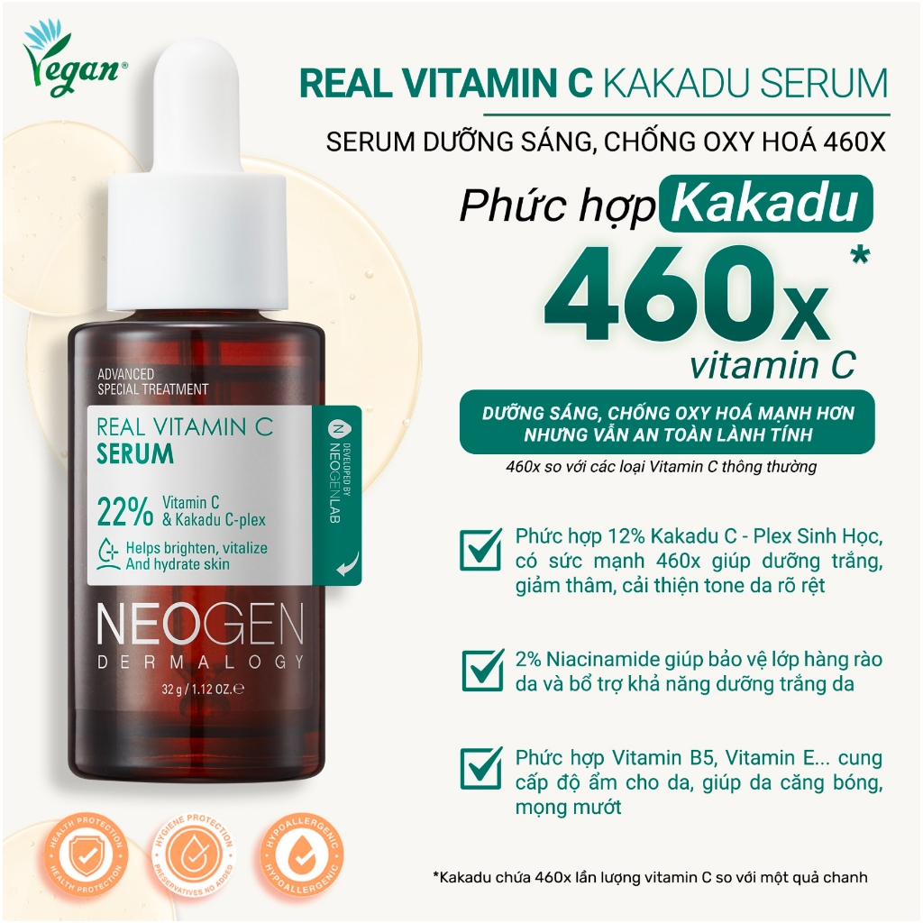 [MỚI] Serum Hoạt Chất Sinh Học Neogen Dermalogy Real Vitamin C / Peptide / Niacinamide / Retinol / Bakuchiol / HA 30ml