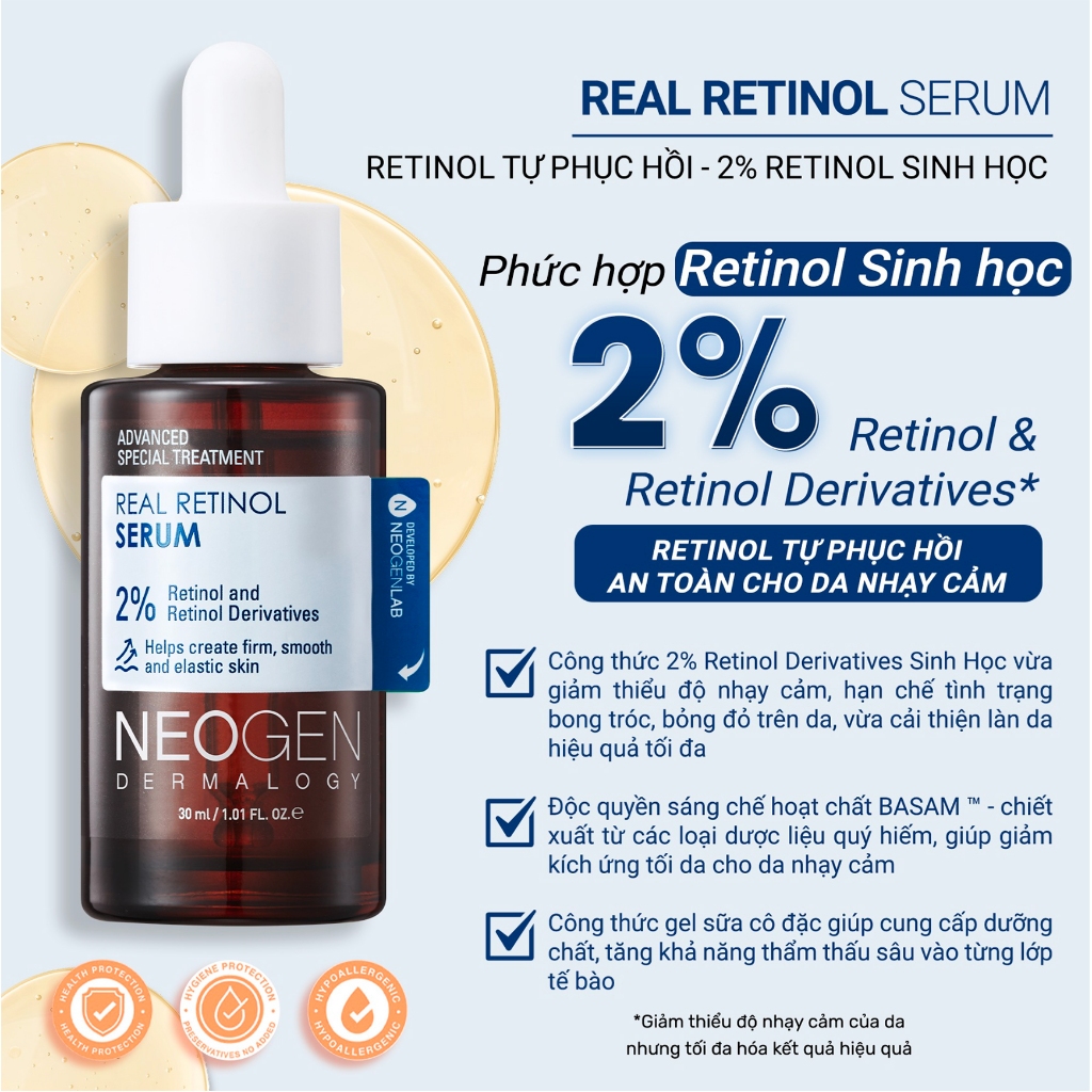 [MỚI] Serum Hoạt Chất Sinh Học Neogen Dermalogy Real Vitamin C / Peptide / Niacinamide / Retinol / Bakuchiol / HA 30ml