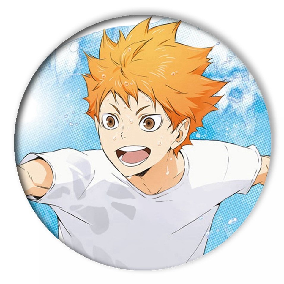 Huy hiệu HAIKYUU!! ver SÚNG NƯỚC Vua bóng chuyền in hình anime chibi quà tặng xinh xắn độc đáo ghim cài áo cặp sách