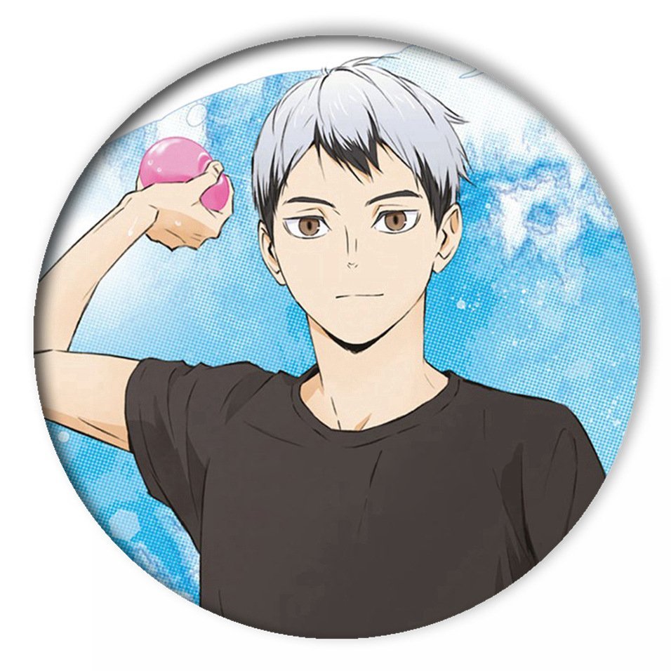 Huy hiệu HAIKYUU!! ver SÚNG NƯỚC Vua bóng chuyền in hình anime chibi quà tặng xinh xắn độc đáo ghim cài áo cặp sách