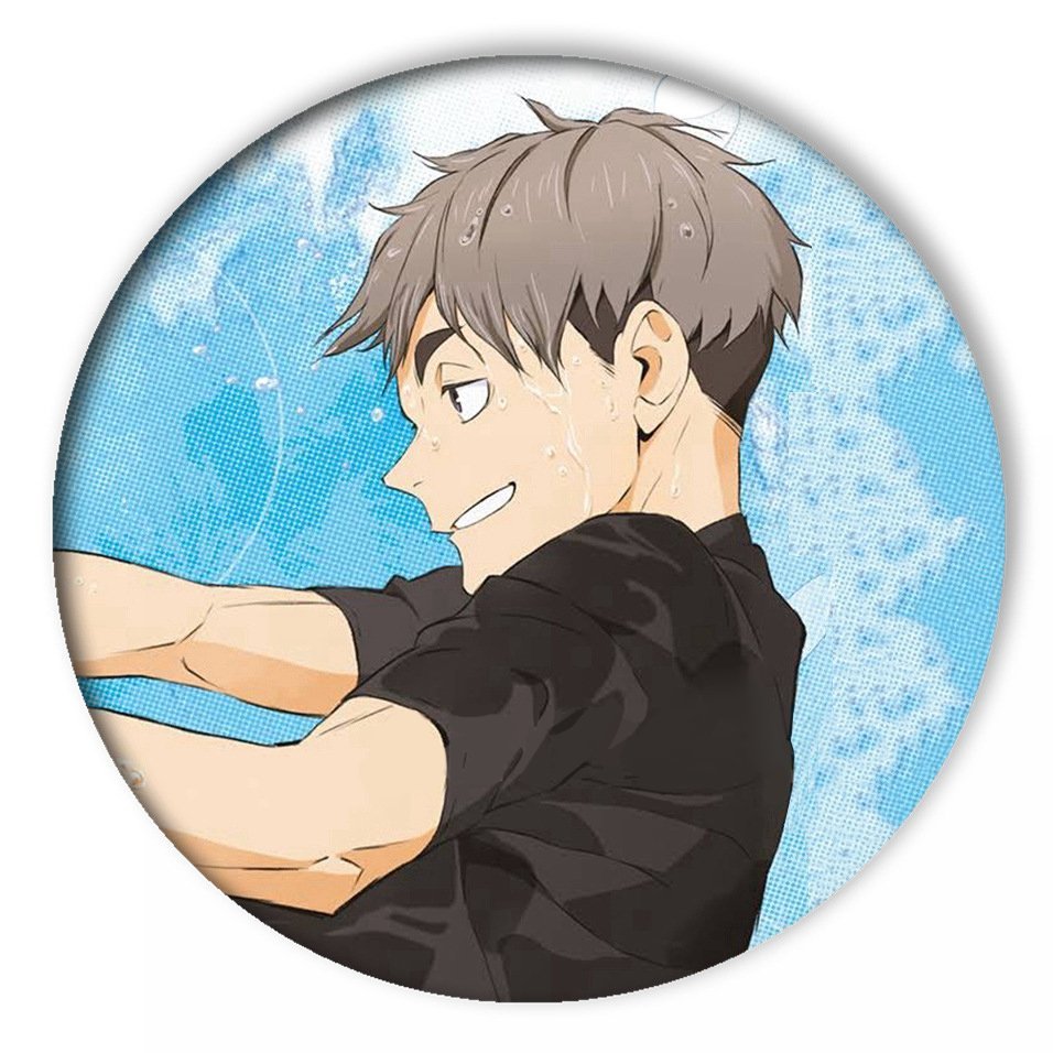 Huy hiệu HAIKYUU!! ver SÚNG NƯỚC Vua bóng chuyền in hình anime chibi quà tặng xinh xắn độc đáo ghim cài áo cặp sách