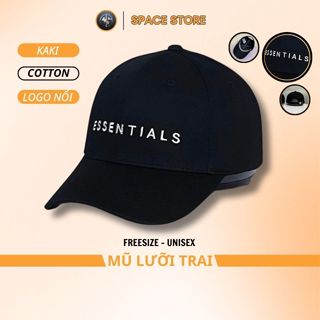 Mũ lưỡi trai màu đen Logo ESSENTIALS thêu nổi, hàng xuất dư Freesize dành cho cả nam và nữ, Full hộp