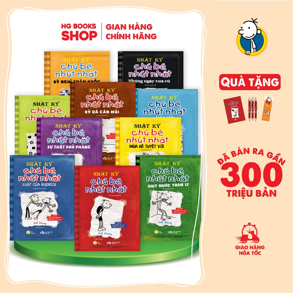 Combo 10 Cuốn (Tập 1 -10) Nhật Ký Chú Bé Nhút Nhát - Diary Of A Wimpy Kid. Phiên Bản Tiếng Việt. Đã Bán 300 Triệu Bản