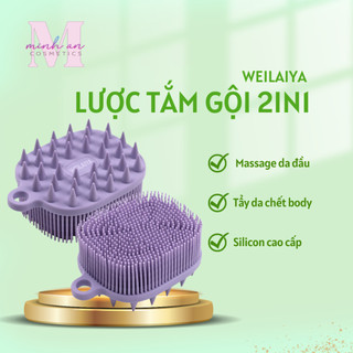 Lược tắm gội Weilaiya 2 trong 1, lược gội đầu silicon giúp massage da dầu tẩy da chết body