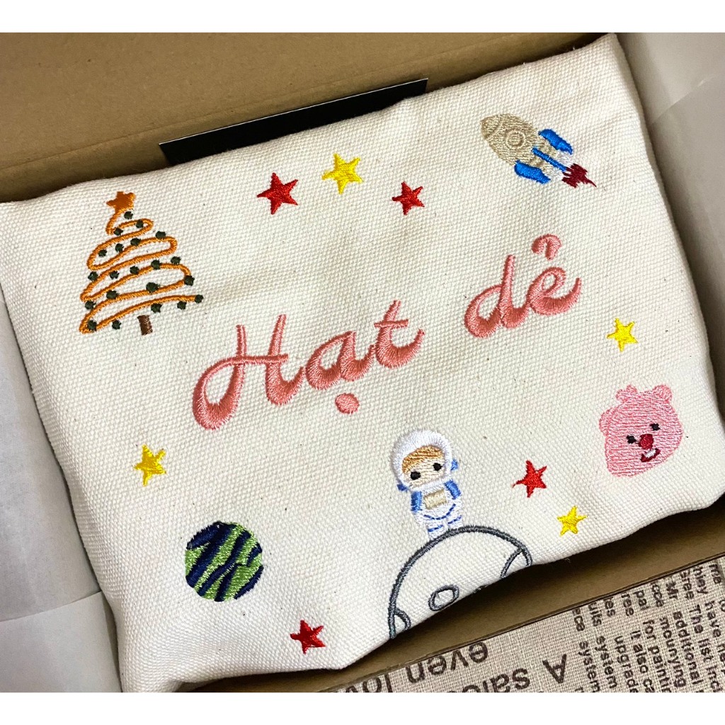 Túi Tote Canvas Thêu Tên Và Hoạ Tiết Theo Yêu Cầu