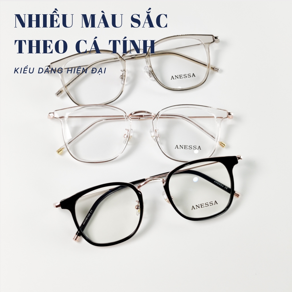 Gọng kính cận nam nữ LB Eyewear 9247 dáng vuông bầu chất liệu nhựa kết hợp kim loại, thời trang không độ