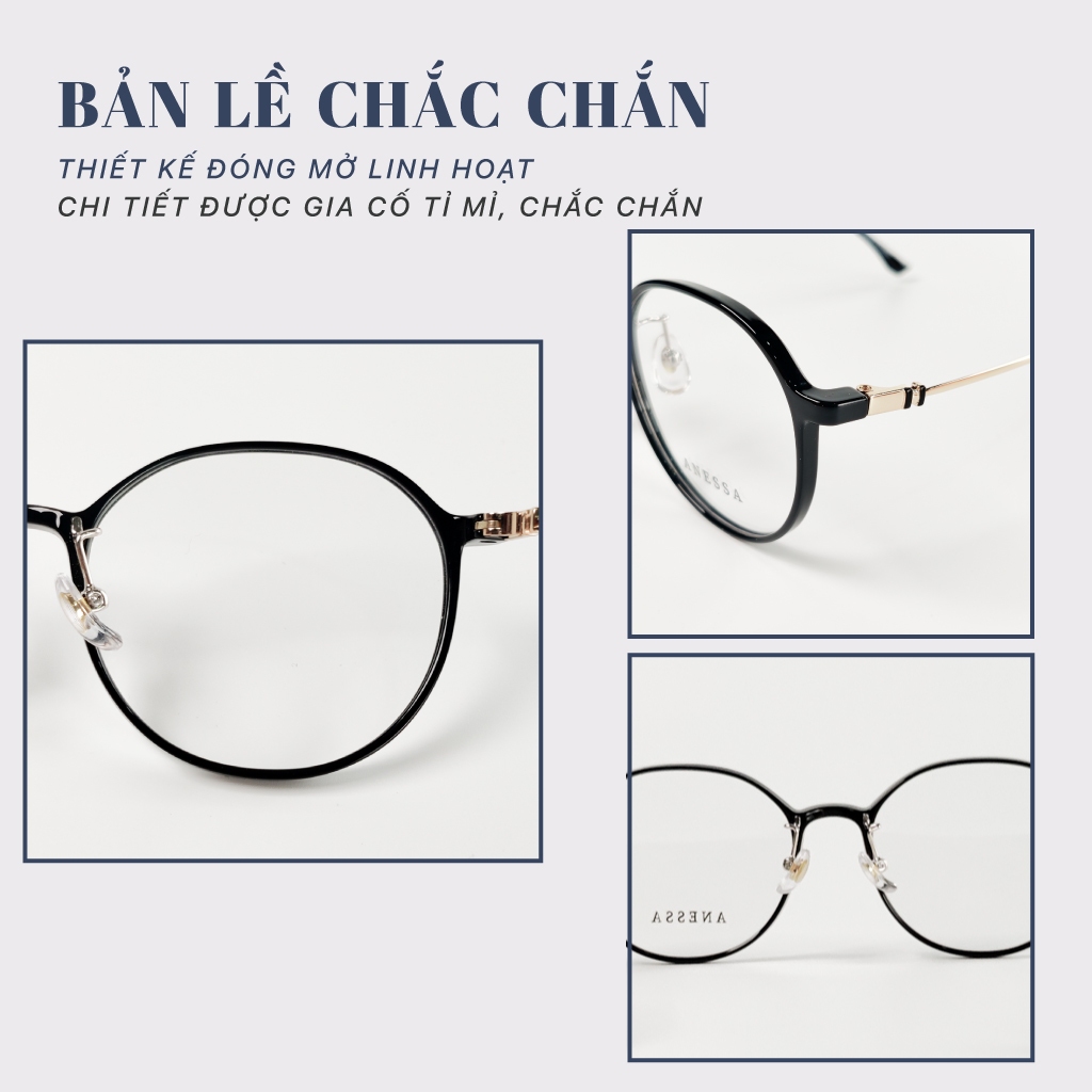 Gọng kính tròn giả cận LB Eyewear 72056 mắt kính thời trang chất liệu nhựa, ôm mặt, không gây đau tai