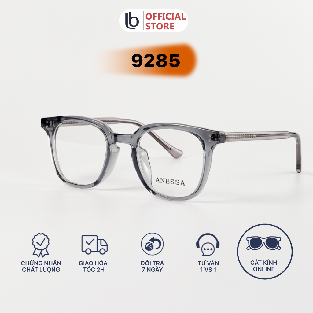 Kính đọc sách nam nữ LB Eyewear 9285 gọng vuông chữ nhật chất liệu nhựa cao cấp lõi kim loại, không cấn mũi, nhẹ mặt